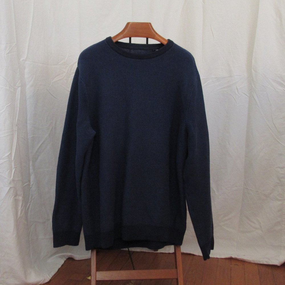 Chaps Mens Crewneck Sweater Dark Blue 100% Cotton EUC Size XL